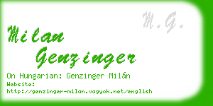 milan genzinger business card
